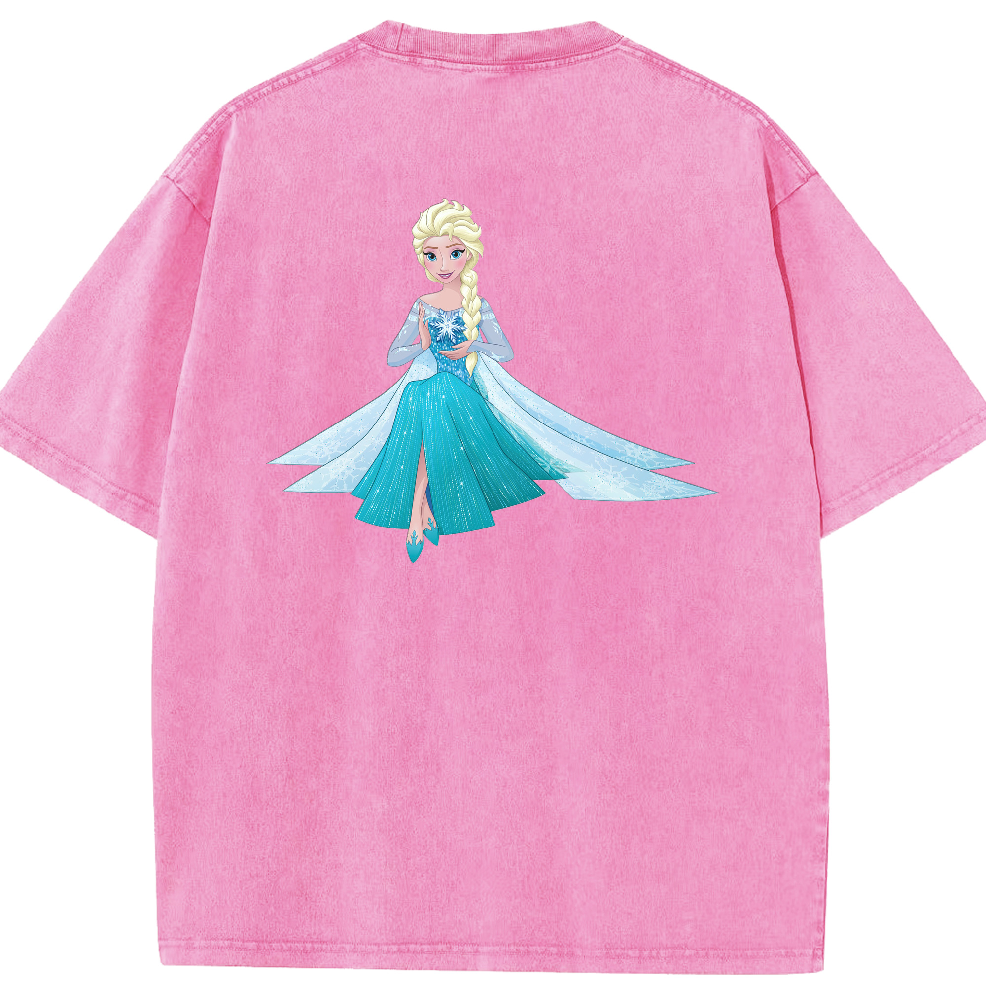 （画像用） アナと雪の女王 アンナ エルサ Frozen Anna Elsa 綿100% ヴィンテージ風 半袖Tシャツ（背面プリント）
